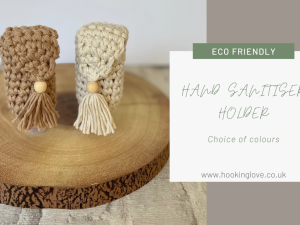 Cream & Mocha Clip on Anti Bacterial Gel Holder with Tassel and bead on a wooden disc