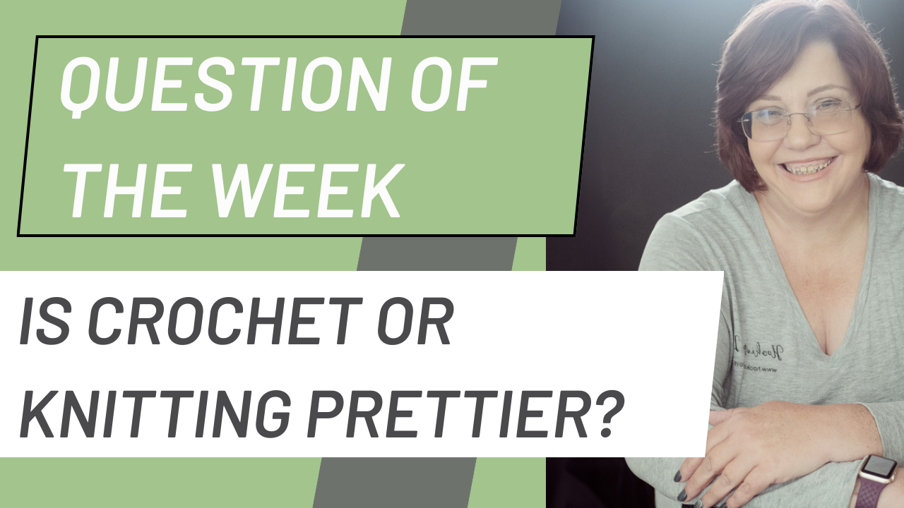 Image of Keely for Question of the week. </p>
<p>Is crocheting or knitting prettier?